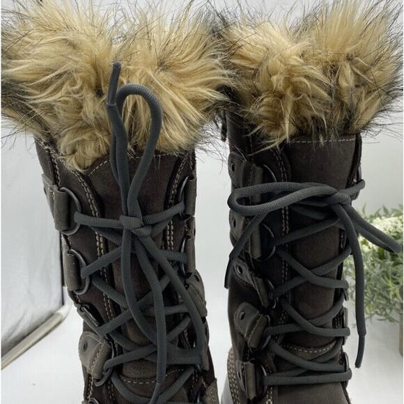 Sorel Women's Winter Joan Of Arctic Boots Grey Suede Faux fur Size 7 NL1540-051‎ - Picture 3 of 12